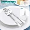E-far Salad Forks Set of 12, 6.9 Inch Pearled Edge Dessert Forks Stainless Steel Suitable for Party, Home, Kitchen and Restaurant, Non-toxic & Mirror Polished, Dishwasher Safe(7.9inches)