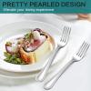 E-far Salad Forks Set of 12, 6.9 Inch Pearled Edge Dessert Forks Stainless Steel Suitable for Party, Home, Kitchen and Restaurant, Non-toxic & Mirror Polished, Dishwasher Safe(7.9inches)