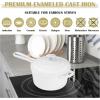 E-far Sauce Pan Set with Lid, 1Qt & 2Qt Enameled Cast Iron Pot Sets for Kitchen Cooking, Small Heavy Duty Dutch Oven Saucepans & Self-basting Lids, Induction-Ready & Easy Clean, White(White)