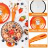 E-far Sauce Pan Set with Lid, 1Qt & 2Qt Enameled Cast Iron Pot Sets for Kitchen Cooking, Small Heavy Duty Dutch Oven Saucepans & Self-basting Lids, Induction-Ready & Easy Clean, White(Orange)