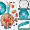 E-far Sauce Pan Set with Lid, 1Qt & 2Qt Enameled Cast Iron Pot Sets for Kitchen Cooking, Small Heavy Duty Dutch Oven Saucepans & Self-basting Lids, Induction-Ready & Easy Clean, White(Peacock Green)