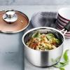E-far Saucepan with Lid, Max Capacity 2 Quart Stainless Steel Sauce Pot with Glass Lid for Cooking, Easy Clean & Rust Free, Dishwasher Safe(Stainless Steel)