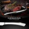 E-far Serrated Steak Knives Set of 12, Stainless Steel Dinner Knife for Home Kitchen Restaurant, 9 Inch Table Knife with Ergonomic Handle and Sharp Tip & Blade, Mirror Silver & Dishwasher Safe(8)