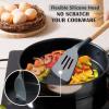 E-far Silicone Cooking Utensils Set, 10-Piece Heat Resistant Kitchen Utensils Set with Wooden Handle for Nonstick Cookware, Kitchen Nonstick Tools Spatula Whisk Tongs Ladle, Non-toxic & Healthy(Khaki)(Gray)