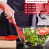 E-far Silicone Cooking Utensils Set, 25 Piece Kitchen Utensils with Holder, Non Toxic Kitchen Tools Spatula, Turner, Spoon, Ladle for Nonstick Cookware, Heat Resistant & Dishwasher Safe – Black(Red)
