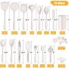 E-far Silicone Cooking Utensils Set, 25 Piece Kitchen Utensils with Holder, Non Toxic Kitchen Tools Spatula, Turner, Spoon, Ladle for Nonstick Cookware, Heat Resistant & Dishwasher Safe – Black(Khaki)