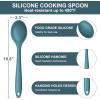 E-far Silicone Cooking Utensils Set, 25 Piece Kitchen Utensils with Holder, Non Toxic Kitchen Tools Spatula, Turner, Spoon, Ladle for Nonstick Cookware, Heat Resistant & Dishwasher Safe – Black(Blue)