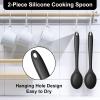 E-far Silicone Cooking Utensils Set, 25 Piece Kitchen Utensils with Holder, Non Toxic Kitchen Tools Spatula, Turner, Spoon, Ladle for Nonstick Cookware, Heat Resistant & Dishwasher Safe – Black(Black)