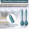 E-far Silicone Cooking Utensils Set, 25 Piece Kitchen Utensils with Holder, Non Toxic Kitchen Tools Spatula, Turner, Spoon, Ladle for Nonstick Cookware, Heat Resistant & Dishwasher Safe – Black(Blue)