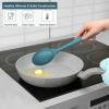 E-far Silicone Cooking Utensils Set, 25 Piece Kitchen Utensils with Holder, Non Toxic Kitchen Tools Spatula, Turner, Spoon, Ladle for Nonstick Cookware, Heat Resistant & Dishwasher Safe – Black(Blue)