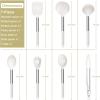 E-far Silicone Cooking Utensils Set, 7 Pcs Heat Resistant Kitchen Utensils with Stainless Steel Handle, Slotted Turner, Spoon, Soup Ladle, Pasta Server, Skimmer, Tongs for Nonstick Cookware, Black(White)