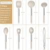 E-far Silicone Cooking Utensils Set, 7 Pcs Heat Resistant Kitchen Utensils with Stainless Steel Handle, Slotted Turner, Spoon, Soup Ladle, Pasta Server, Skimmer, Tongs for Nonstick Cookware, Black(Khaki)