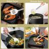 E-far Silicone Cooking Utensils Set, 7 Pcs Heat Resistant Kitchen Utensils with Stainless Steel Handle, Slotted Turner, Spoon, Soup Ladle, Pasta Server, Skimmer, Tongs for Nonstick Cookware, Black(White)