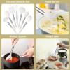 E-far Silicone Cooking Utensils Set, 7 Pcs Heat Resistant Kitchen Utensils with Stainless Steel Handle, Slotted Turner, Spoon, Soup Ladle, Pasta Server, Skimmer, Tongs for Nonstick Cookware, Black(White)