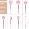 E-far Silicone Cooking Utensils Set, 7 Pcs Heat Resistant Kitchen Utensils with Stainless Steel Handle, Slotted Turner, Spoon, Soup Ladle, Pasta Server, Skimmer, Tongs for Nonstick Cookware, Black(Pink)