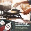 E-far Silicone Cooking Utensils Set, 7-Piece Black Heat Resistant Kitchen Utensils Set, Kitchen Nonstick Tools Spatula Ladle Spoon Pasta Server for Non-stick Cookware, Non-Toxic & Dishwasher safe(White)