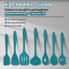 E-far Silicone Cooking Utensils Set, 7-Piece Black Heat Resistant Kitchen Utensils Set, Kitchen Nonstick Tools Spatula Ladle Spoon Pasta Server for Non-stick Cookware, Non-Toxic & Dishwasher safe(Blue)