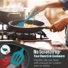 E-far Silicone Cooking Utensils Set, 7-Piece Black Heat Resistant Kitchen Utensils Set, Kitchen Nonstick Tools Spatula Ladle Spoon Pasta Server for Non-stick Cookware, Non-Toxic & Dishwasher safe(Blue)