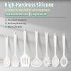E-far Silicone Cooking Utensils Set, 7-Piece Black Heat Resistant Kitchen Utensils Set, Kitchen Nonstick Tools Spatula Ladle Spoon Pasta Server for Non-stick Cookware, Non-Toxic & Dishwasher safe(White)