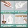 E-far Silicone Cooking Utensils Set, 7-Piece Black Heat Resistant Kitchen Utensils Set, Kitchen Nonstick Tools Spatula Ladle Spoon Pasta Server for Non-stick Cookware, Non-Toxic & Dishwasher safe(White)