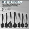 E-far Silicone Cooking Utensils Set, 7-Piece Black Heat Resistant Kitchen Utensils Set, Kitchen Nonstick Tools Spatula Ladle Spoon Pasta Server for Non-stick Cookware, Non-Toxic & Dishwasher safe(Black)