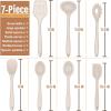 E-far Silicone Cooking Utensils Set, 7-Piece Black Heat Resistant Kitchen Utensils Set, Kitchen Nonstick Tools Spatula Ladle Spoon Pasta Server for Non-stick Cookware, Non-Toxic & Dishwasher safe(Khaki)