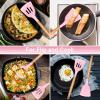 E-far Silicone Spatula Turner, 2 Pack Heat Resistant Kitchen Spatulas for Nonstick Cookware, Rubber Solid Slotted Spatula Cooking Utensils for Fish, Eggs, Pancakes (Black)(Pink)