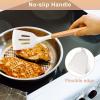 E-far Silicone Spatula Turner, 2 Pack Heat Resistant Kitchen Spatulas for Nonstick Cookware, Rubber Solid Slotted Spatula Cooking Utensils for Fish, Eggs, Pancakes (Black)(White)
