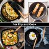 E-far Silicone Spatula Turner, 2 Pack Heat Resistant Kitchen Spatulas for Nonstick Cookware, Rubber Solid Slotted Spatula Cooking Utensils for Fish, Eggs, Pancakes (Black)(Black)