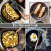 E-far Silicone Spatula Turner, 2 Pack Heat Resistant Kitchen Spatulas for Nonstick Cookware, Rubber Solid Slotted Spatula Cooking Utensils for Fish, Eggs, Pancakes (Black)(Gray)