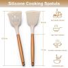 E-far Silicone Spatula Turner, 2 Pack Heat Resistant Kitchen Spatulas for Nonstick Cookware, Rubber Solid Slotted Spatula Cooking Utensils for Fish, Eggs, Pancakes (Black)(Khaki)