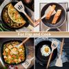 E-far Silicone Spatula Turner, 2 Pack Heat Resistant Kitchen Spatulas for Nonstick Cookware, Rubber Solid Slotted Spatula Cooking Utensils for Fish, Eggs, Pancakes (Black)(Khaki)