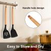 E-far Silicone Spatula Turner, 2 Pack Heat Resistant Kitchen Spatulas for Nonstick Cookware, Rubber Solid Slotted Spatula Cooking Utensils for Fish, Eggs, Pancakes (Black)(Black)