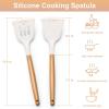 E-far Silicone Spatula Turner, 2 Pack Heat Resistant Kitchen Spatulas for Nonstick Cookware, Rubber Solid Slotted Spatula Cooking Utensils for Fish, Eggs, Pancakes (Black)(White)