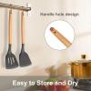 E-far Silicone Spatula Turner, 2 Pack Heat Resistant Kitchen Spatulas for Nonstick Cookware, Rubber Solid Slotted Spatula Cooking Utensils for Fish, Eggs, Pancakes (Black)(Gray)