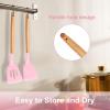 E-far Silicone Spatula Turner, 2 Pack Heat Resistant Kitchen Spatulas for Nonstick Cookware, Rubber Solid Slotted Spatula Cooking Utensils for Fish, Eggs, Pancakes (Black)(Pink)