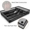 E-far Silverware Drawer Organizer, Mesh Wire Utensil Tray Drawer Organizer for Kitchen, Black Narrow Metal Flatware Cutlery Holder/Divider, 5 Compartment & Small Size – 12.5 x 9.25-Inch(Metal)