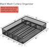 E-far Silverware Drawer Organizer, Mesh Wire Utensil Tray Drawer Organizer for Kitchen, Black Narrow Metal Flatware Cutlery Holder/Divider, 5 Compartment & Small Size – 12.5 x 9.25-Inch(Metal)