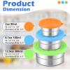 E-far Snack Containers with Lid Set of 3 (3, 6, 12.9oz), Stainless Steel Food Container for Kids Toddlers Adults, Round Metal Reusable Food Storage Box for Daycare School, Leak Proof & Stackable(Green  Blue  Orange)