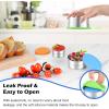 E-far Snack Containers with Lid Set of 3 (3, 6, 12.9oz), Stainless Steel Food Container for Kids Toddlers Adults, Round Metal Reusable Food Storage Box for Daycare School, Leak Proof & Stackable(Green  Blue  Orange)