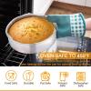 E-far Stainless Steel Baking Pan Set, 9-Piece Bakeware Sets for Cake Cookie Loaf Muffin, Include Round, Square, Rectangle Baking Sheet Pan with Lid & Cooling Rack, Dishwasher Safe(9-Piece Set)