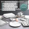 E-far Stainless Steel Baking Pan Set, 9-Piece Bakeware Sets for Cake Cookie Loaf Muffin, Include Round, Square, Rectangle Baking Sheet Pan with Lid & Cooling Rack, Dishwasher Safe(12-Piece Set)