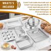 E-far Stainless Steel Baking Pan Set, 9-Piece Bakeware Sets for Cake Cookie Loaf Muffin, Include Round, Square, Rectangle Baking Sheet Pan with Lid & Cooling Rack, Dishwasher Safe(9-Piece Set)