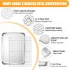 E-far Stainless Steel Baking Sheet with Wire Rack Set, 16” x 12” Cookie Sheet Baking Pan for Oven, Rimmed Large Metal Tray with Cooling Rack for Cooking Roasting, Non-Toxic & Dishwasher Safe(17.6″x13″)