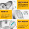 E-far Stainless Steel Colander Set of 3 (1-3-5Quart), Micro-Perforated Metal Colander Strainer with Handle for Kitchen/Draining Pasta/Rinsing Vegetables Fruits, Heavy Duty & Dishwasher Safe(1 + 3 + 5 QT)