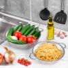 E-far Stainless Steel Colander Set of 3 (1-3-5Quart), Micro-Perforated Metal Colander Strainer with Handle for Kitchen/Draining Pasta/Rinsing Vegetables Fruits, Heavy Duty & Dishwasher Safe(5 QT)