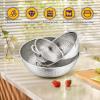 E-far Stainless Steel Colander Set of 3 (1-3-5Quart), Micro-Perforated Metal Colander Strainer with Handle for Kitchen/Draining Pasta/Rinsing Vegetables Fruits, Heavy Duty & Dishwasher Safe(1 + 3 + 5 QT)