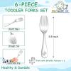 E-far Stainless Steel Kids Forks, 6-Piece Toddlers Forks Safe for Preschooler/Children, Hammered Adult look & Small Size, Rust Free & Dishwasher Safe(Animal Forks)
