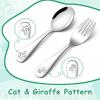 E-far Stainless Steel Kids Forks, 6-Piece Toddlers Forks Safe for Preschooler/Children, Hammered Adult look & Small Size, Rust Free & Dishwasher Safe(Animal Spoons & Forks)