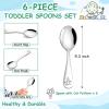 E-far Stainless Steel Kids Forks, 6-Piece Toddlers Forks Safe for Preschooler/Children, Hammered Adult look & Small Size, Rust Free & Dishwasher Safe(Animal Spoons)